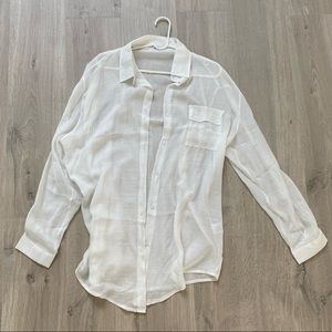 Sheer White Button Down